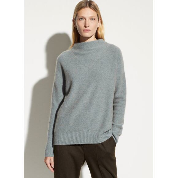 Vince 100% Plush Cashmere Funnel-Neck Oversized Pullover Sweater Small S EUC - Picture 1 of 9